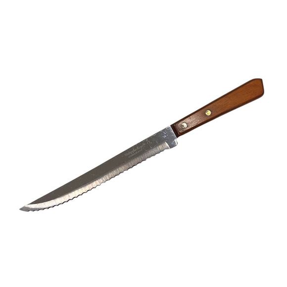 Vintage Washington Forge Stainless USA Serrated Bread Knife Wood Handle - Picture 1 of 7